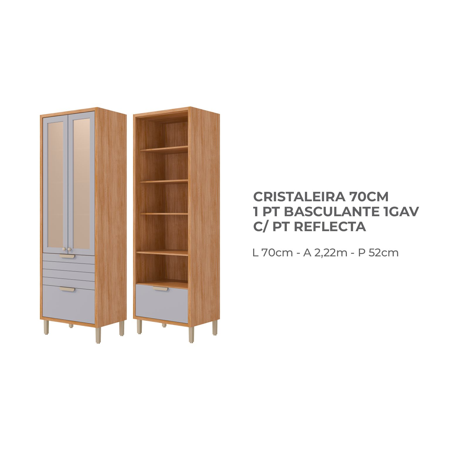 02 - CRISTALEIRA 70CM 1 PT BASCULANTE 1GAV C PT REFLECTA