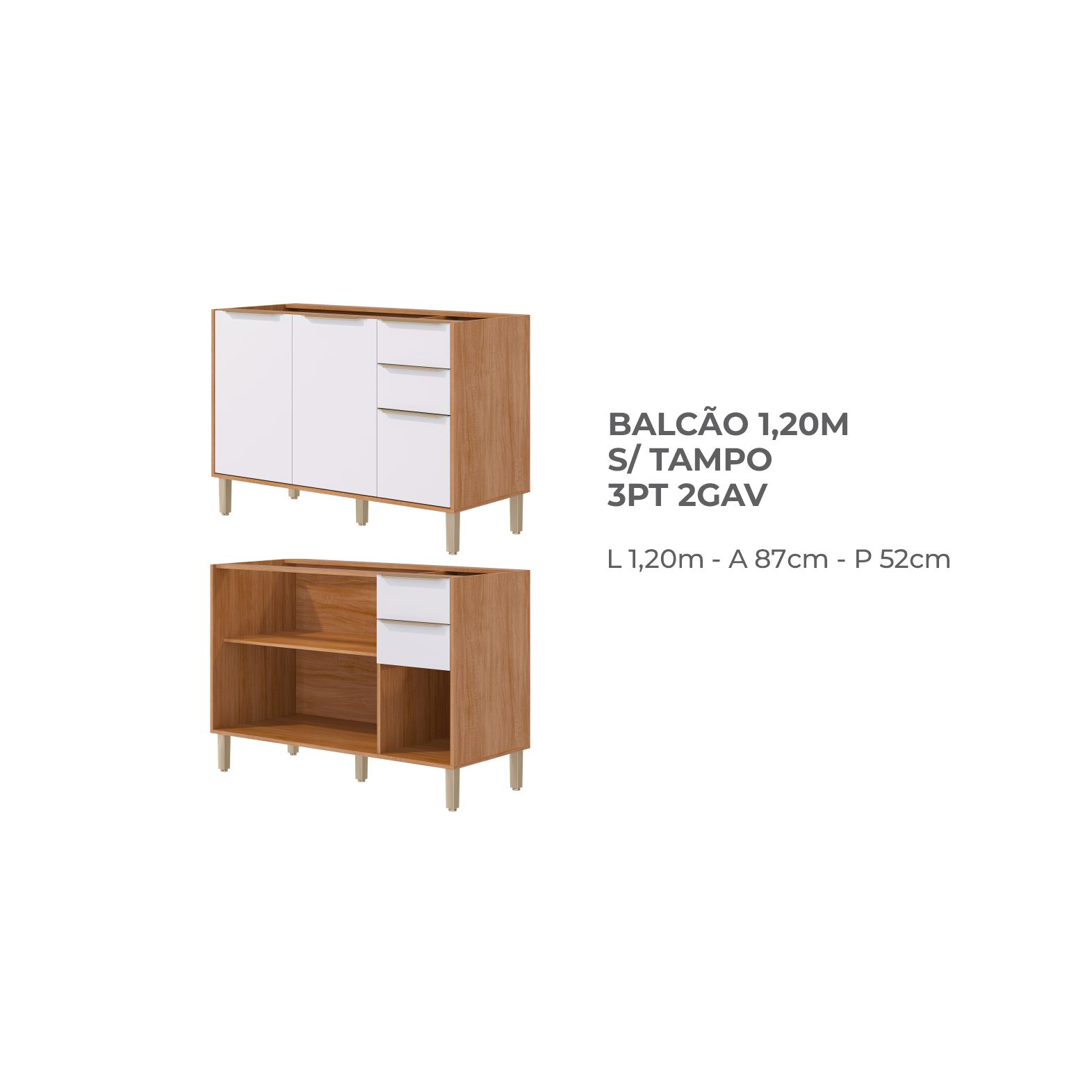 06 - BALCÃO 1,20M S TAMPO 3PT 2GAV