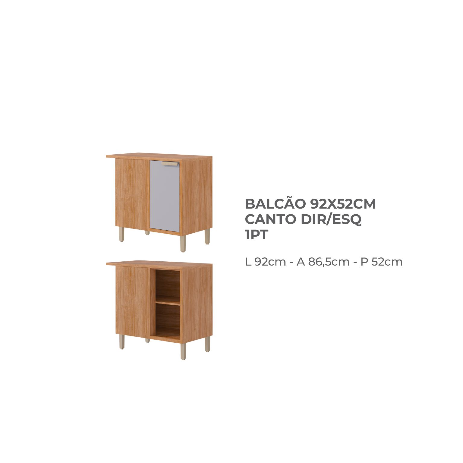 07 - BALCÃO 92X52CM CANTO DIR ESQ 1PT