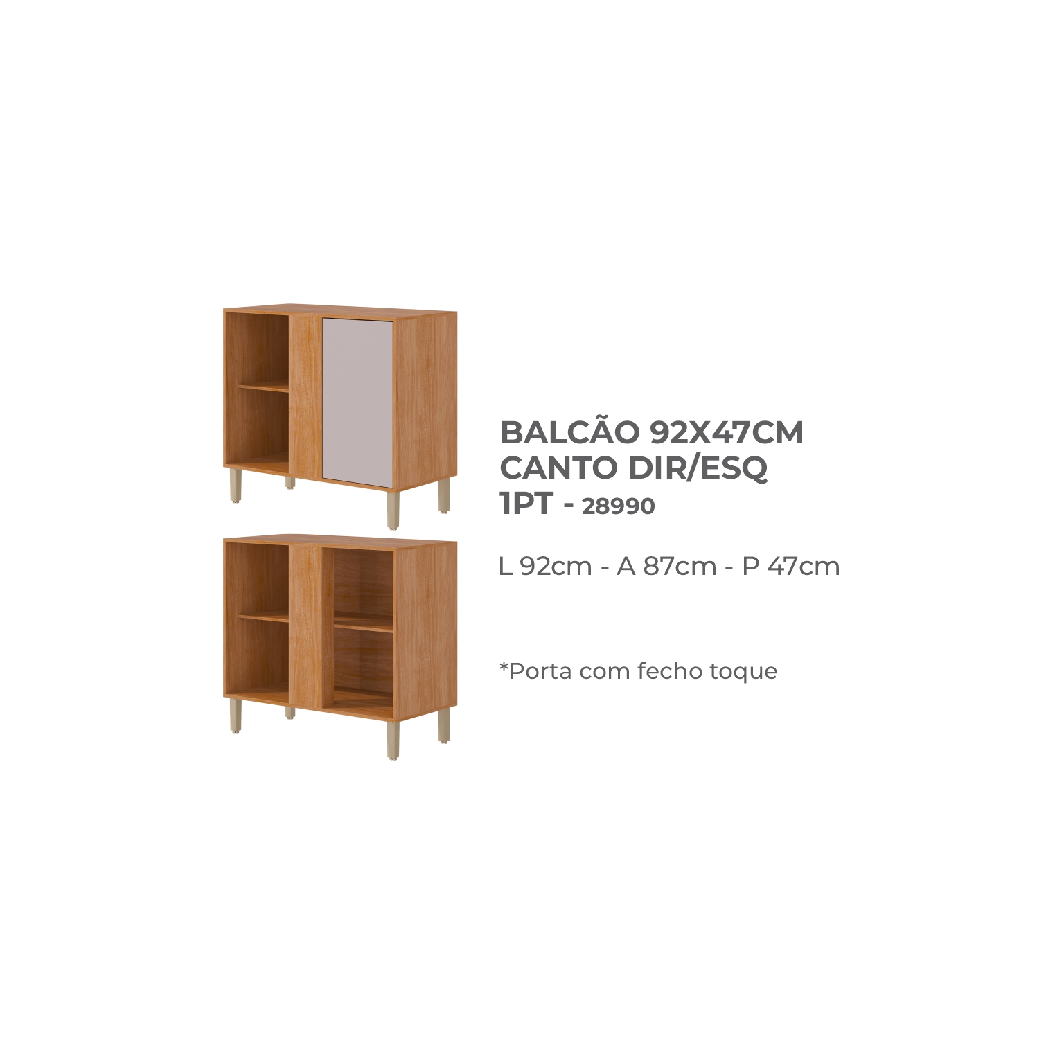 09 - BALCÃO 92X47CM CANTO DIR ESQ 1PT