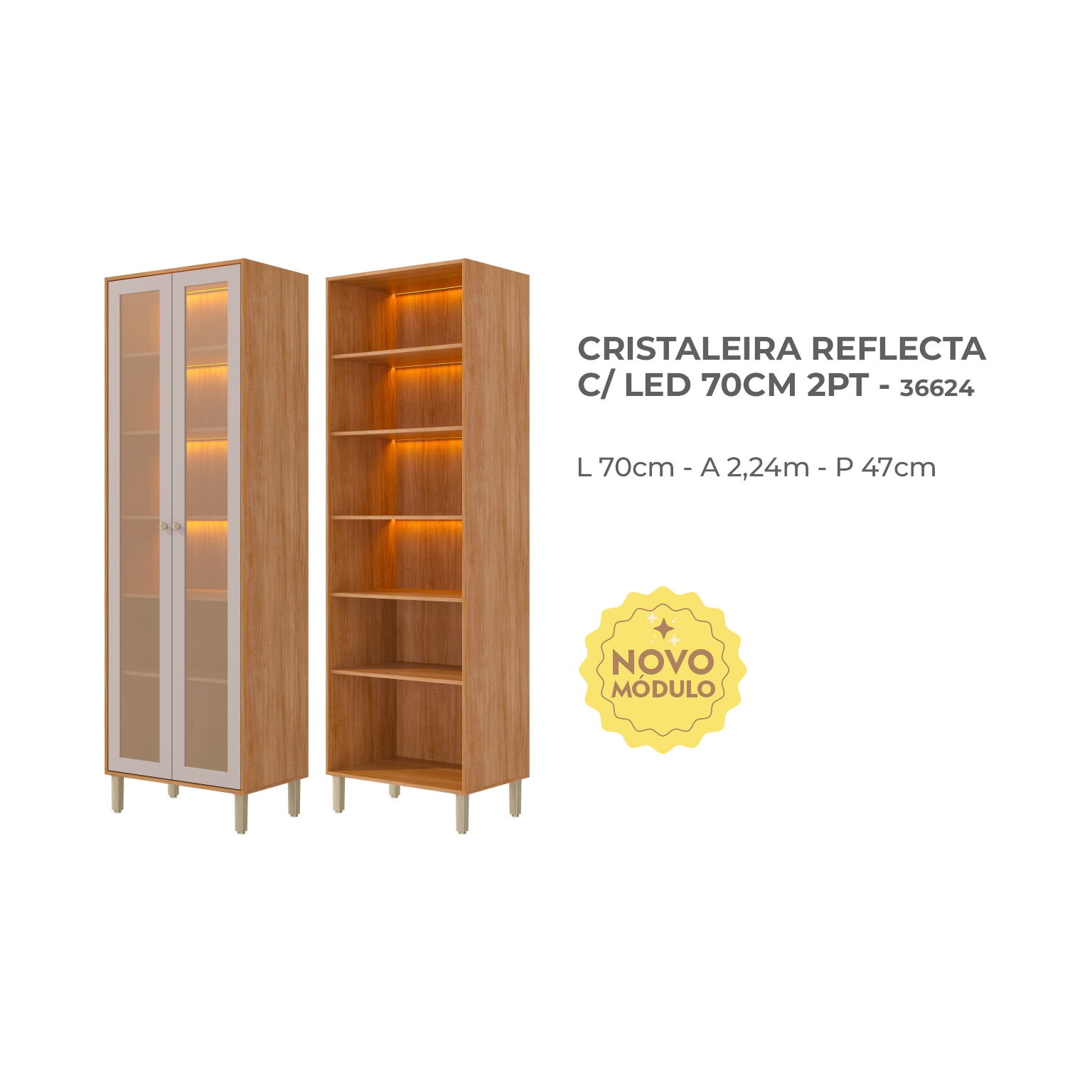 15 - CRISTALEIRA REFLECTA C LED 70CM 2PT