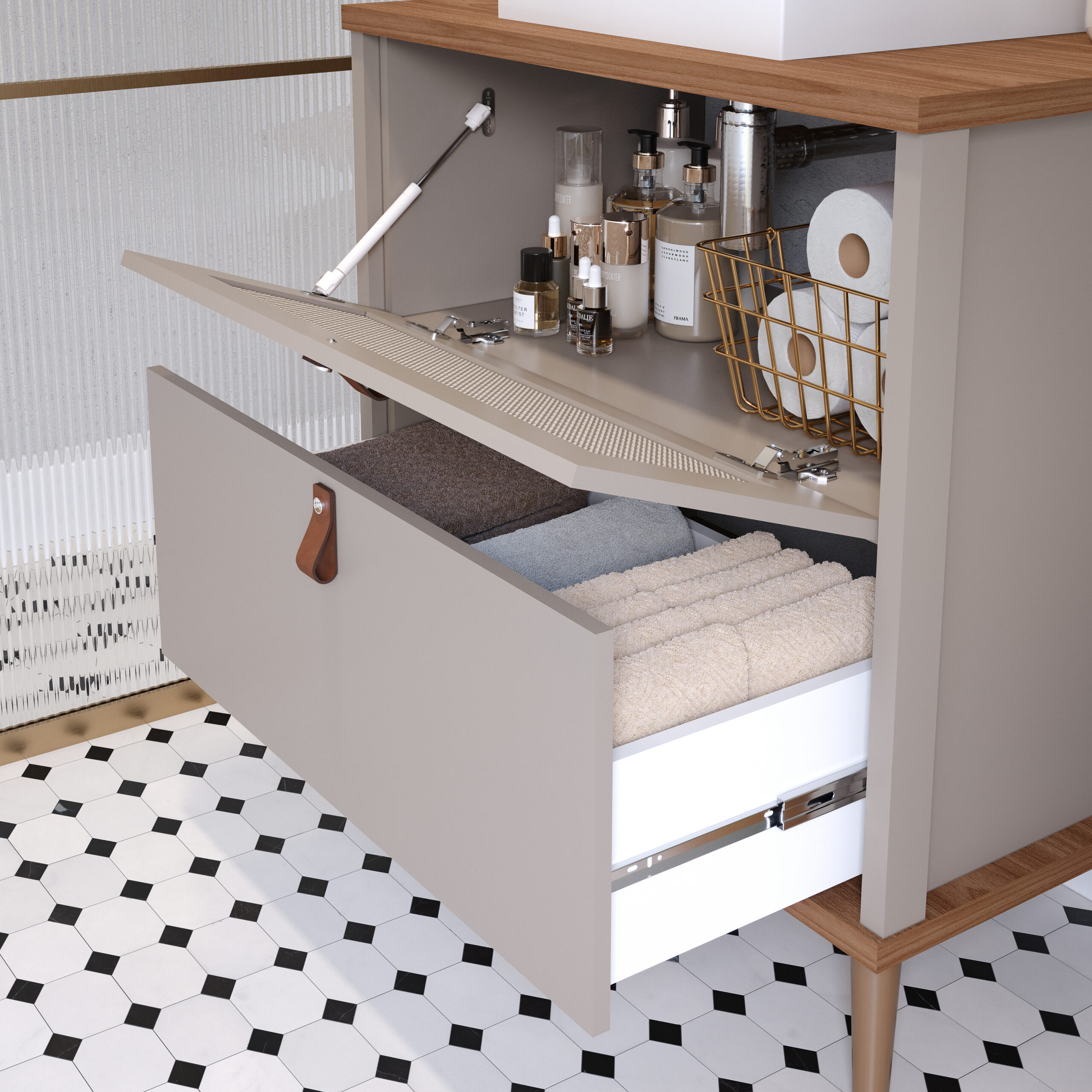 ARMÁRIO VÊNETO CAPPUCCINO DET BASCULANTE + GAVETA