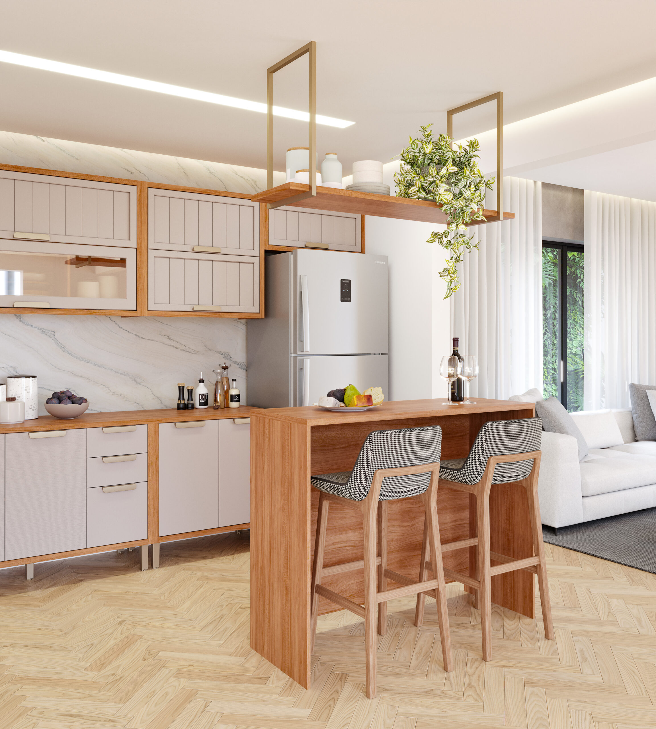 BANCADA GOURMET + PRATELEIRA SUSPENSA CINAMOMO-2