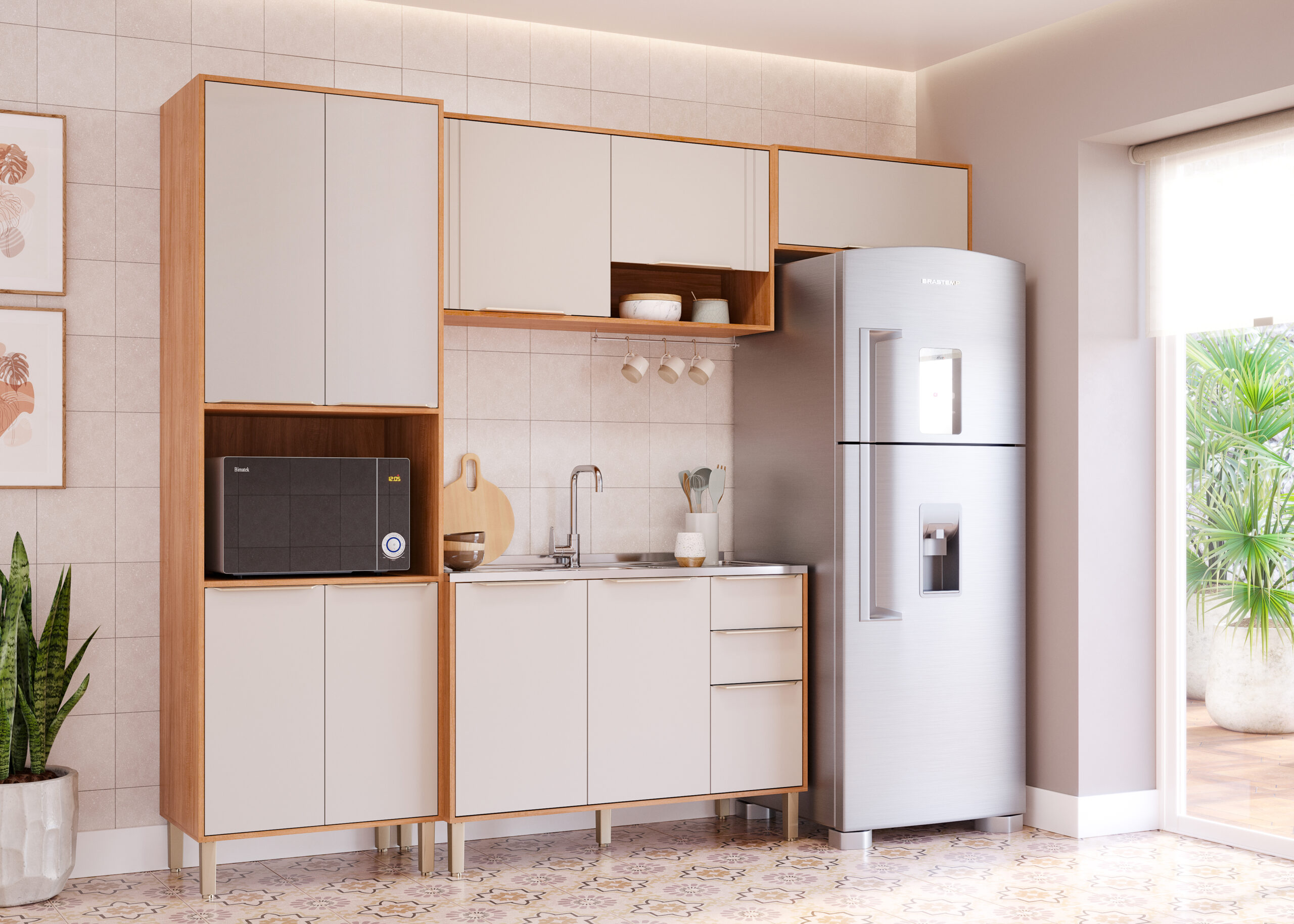 COZINHA ÁUREA COMBO TORRE 1 FORNO + MOD 120 + AÉREO GELADEIRA CINAMOMO_OFF