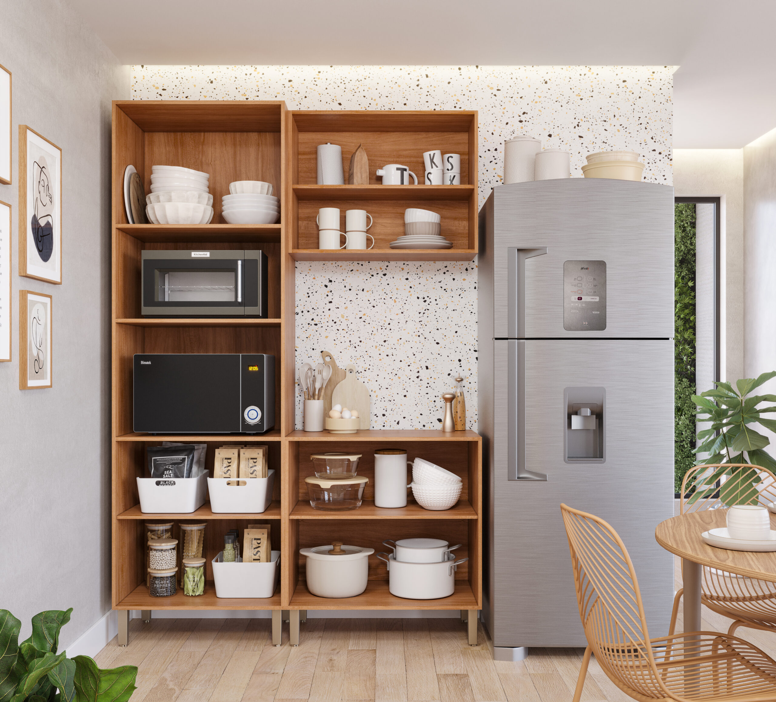 COZINHA ÁUREA COMBO TORRE 2 FORNOS + MOD 80 CINAMOMO (INTERNO DECORADO)