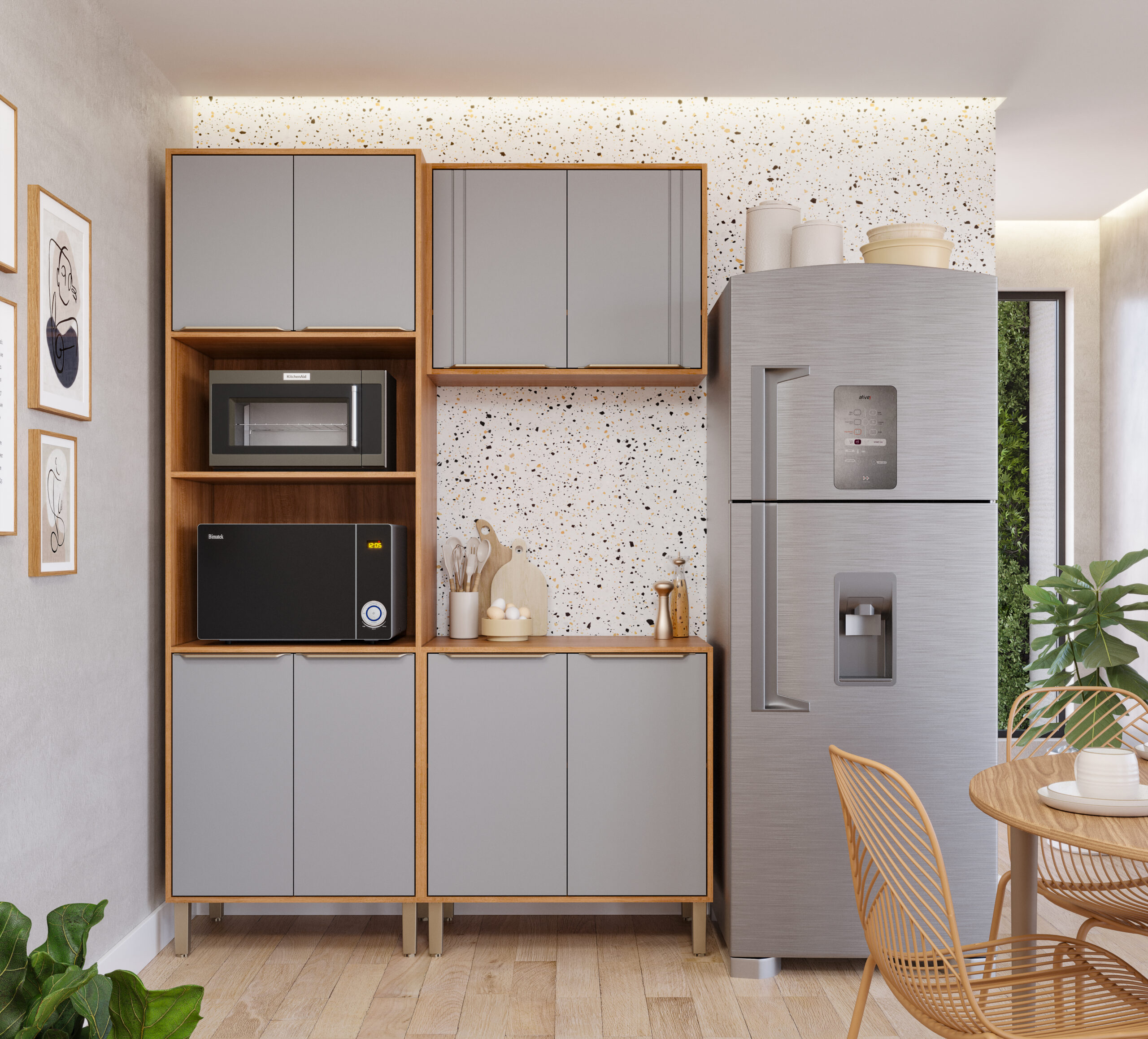 COZINHA ÁUREA COMBO TORRE 2 FORNOS + MOD 80 CINAMOMO_PLATINA