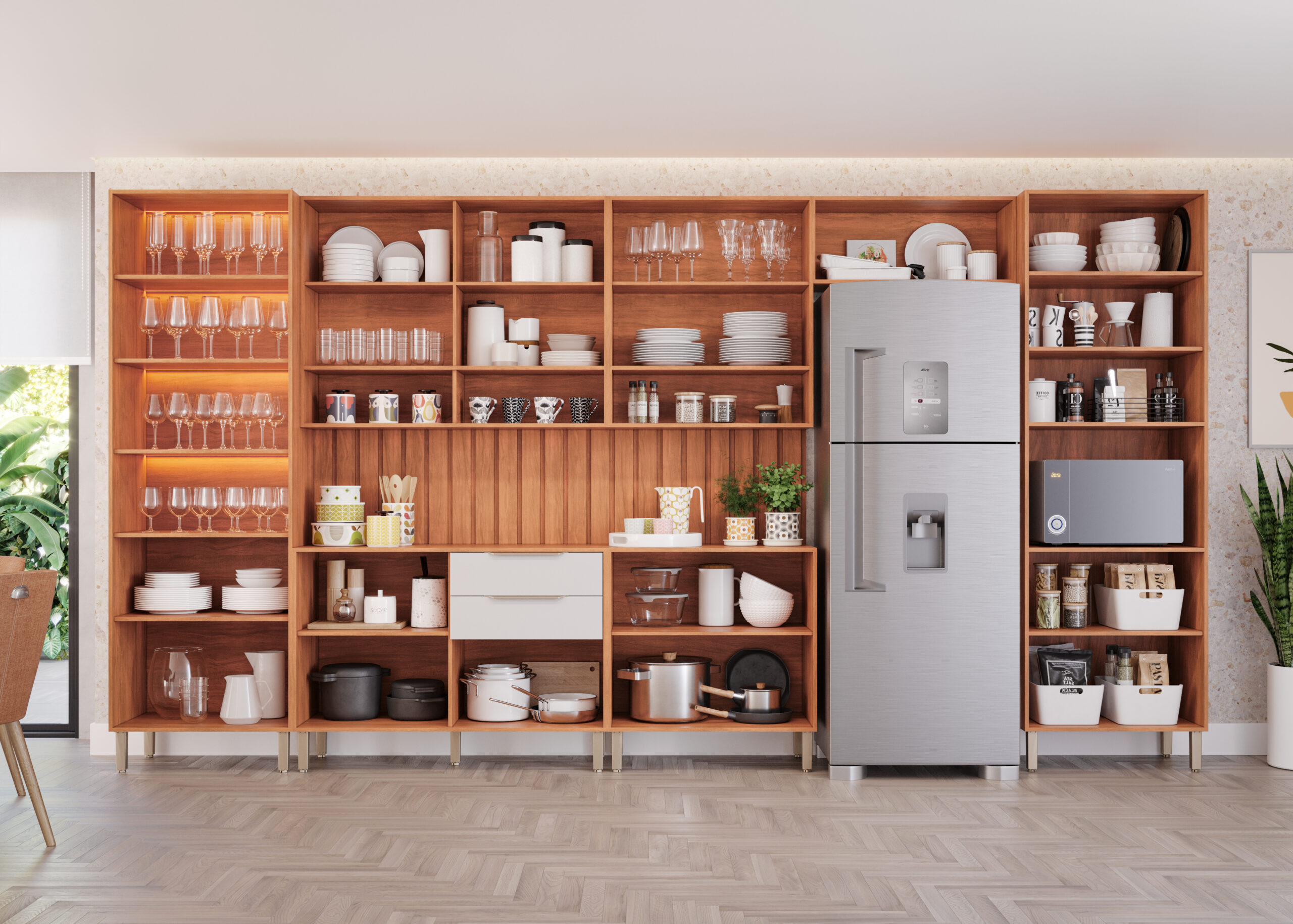 COZINHA DIVINA COMBO TORRE 1 FORNO + MOD 120 + MOD 80 + AÉREO GELADEIRA + CRISTALEIRA CINAMOMO_OFF NOVO (INTERNO DECORADO)