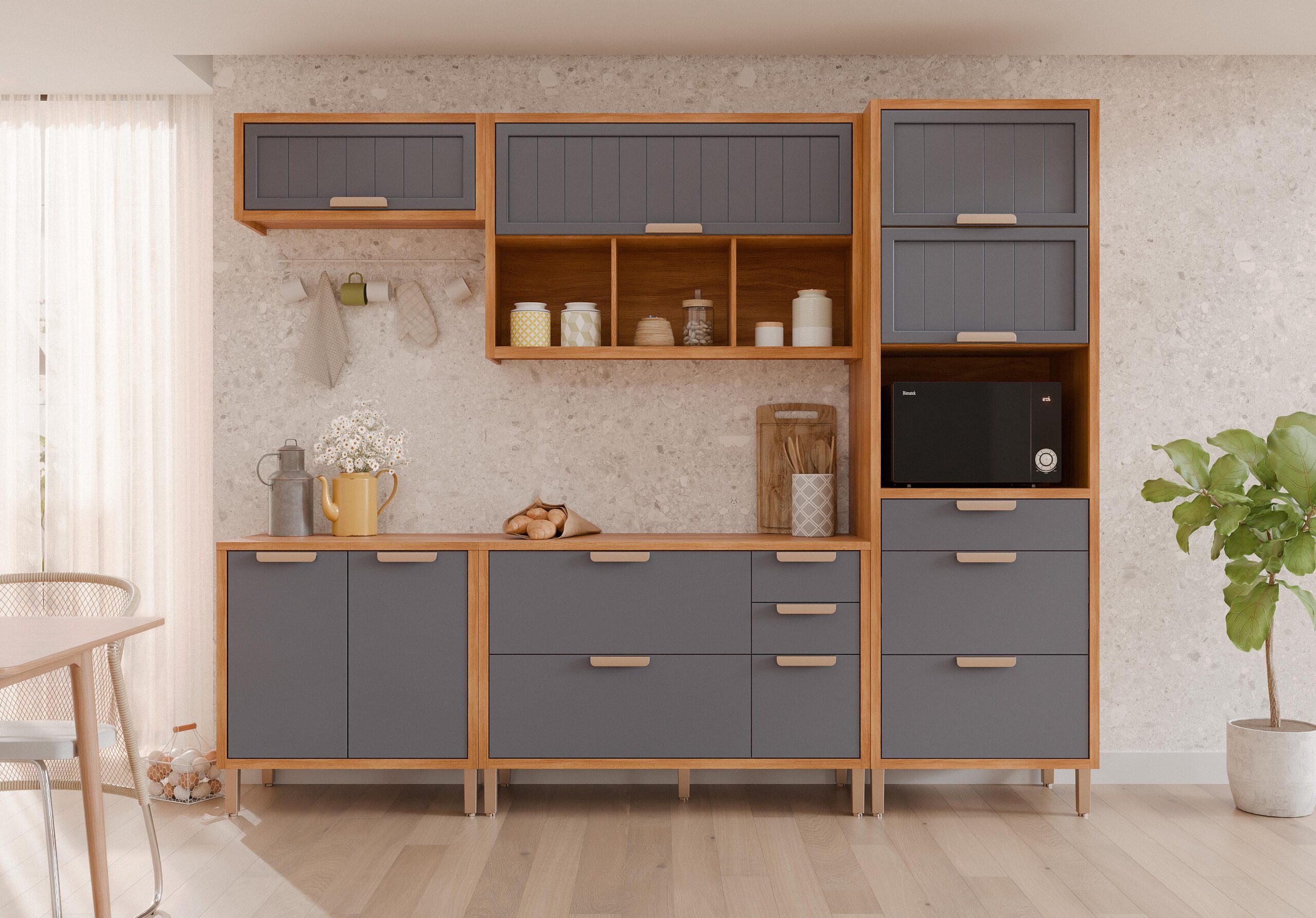 COZINHA ESTELA COMBO TORRE 1 FORNO + MOD 120 + MOD 80 + AÉREO GELADEIRA CINAMOMO_TIT