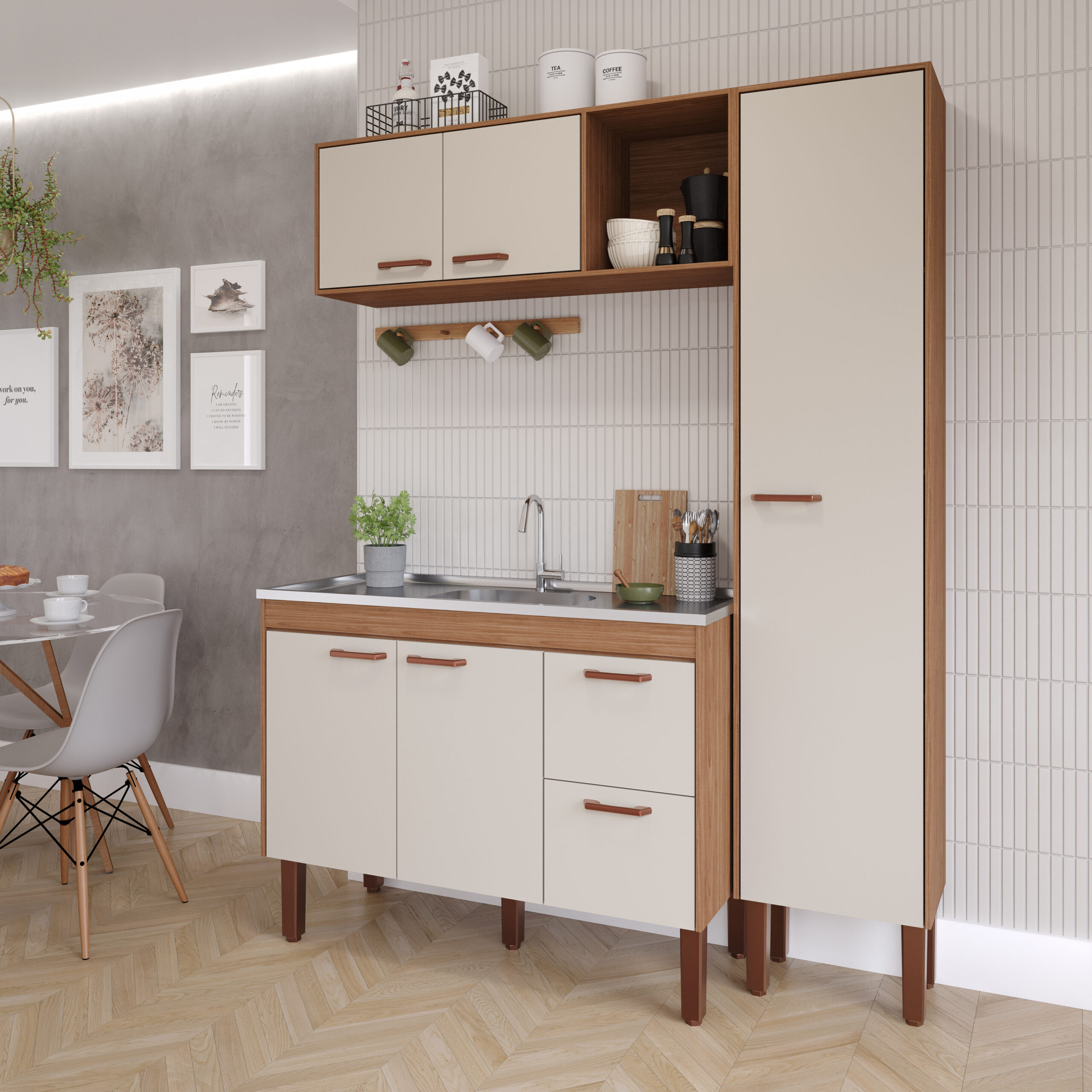 BALCÃO SLIM + AÉREO SLIM 1,14 + PANELEIRO FREIJÓ_OFF