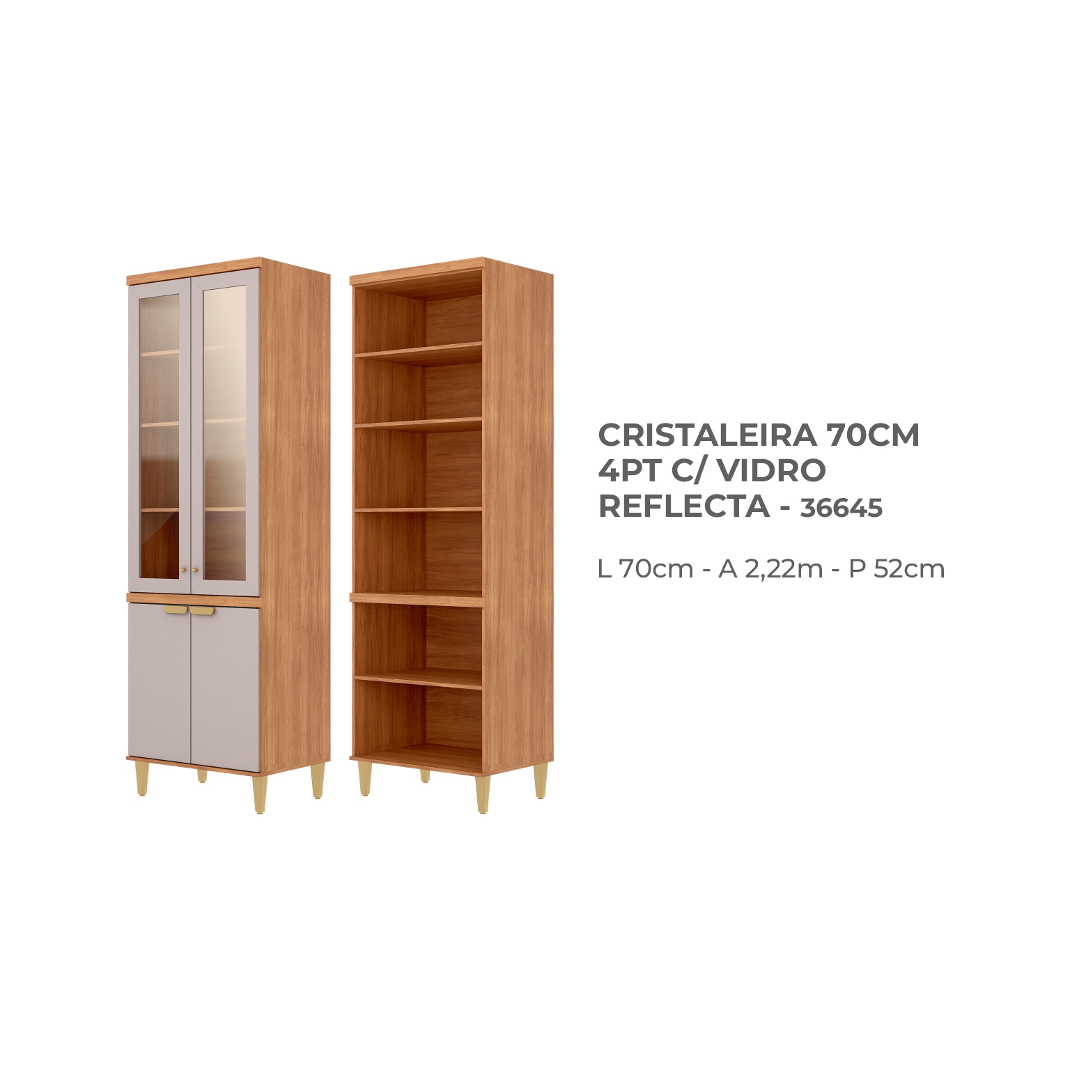 12 - CRISTALEIRA 70CM 4PT VIDRO REFLECTA