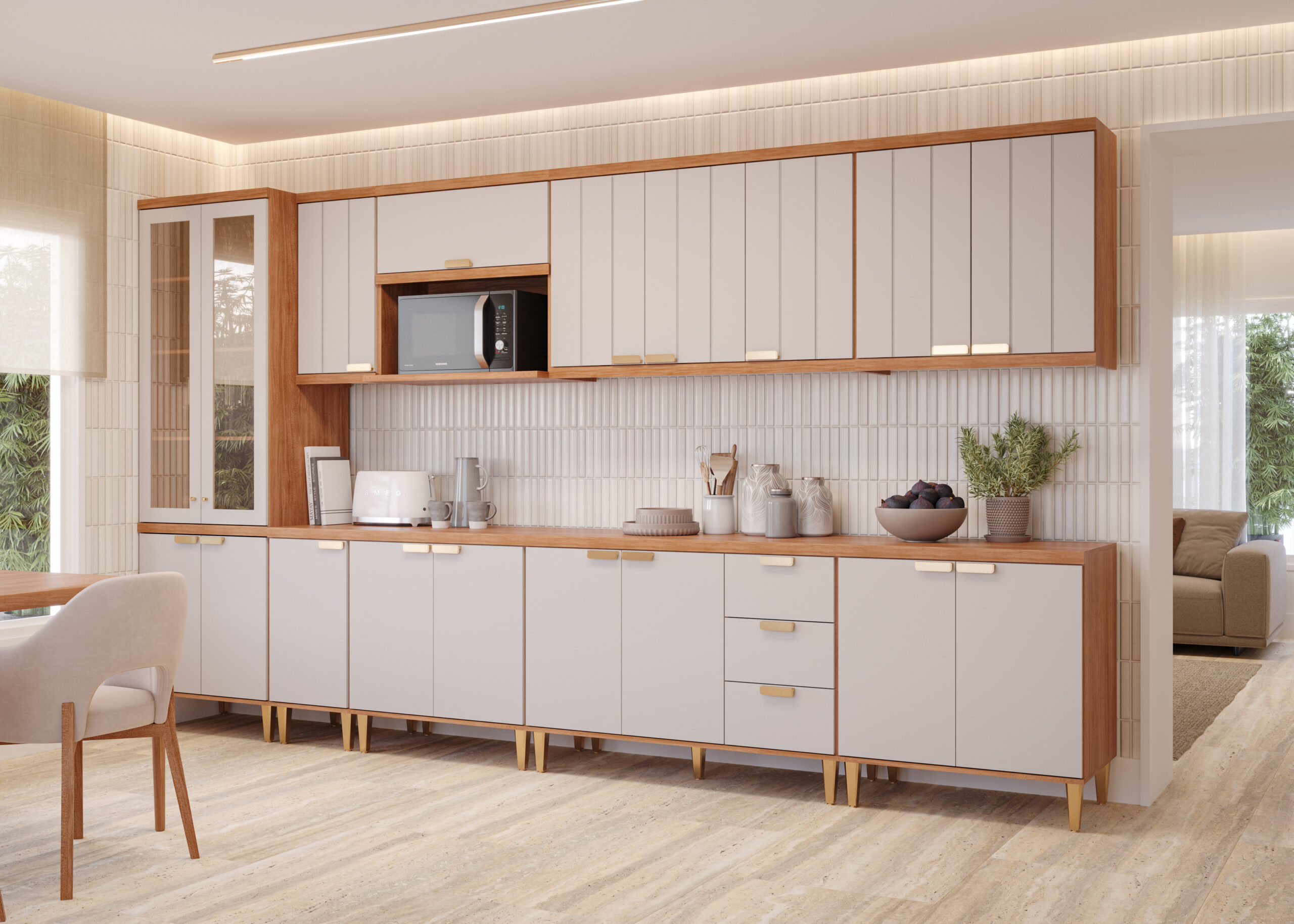 COZINHA ELENA COMBO CRISTALEIRA + MOD 40 + MOD MICROONDAS + MOD 120 + MOD 80 CINAMOMO_OFF