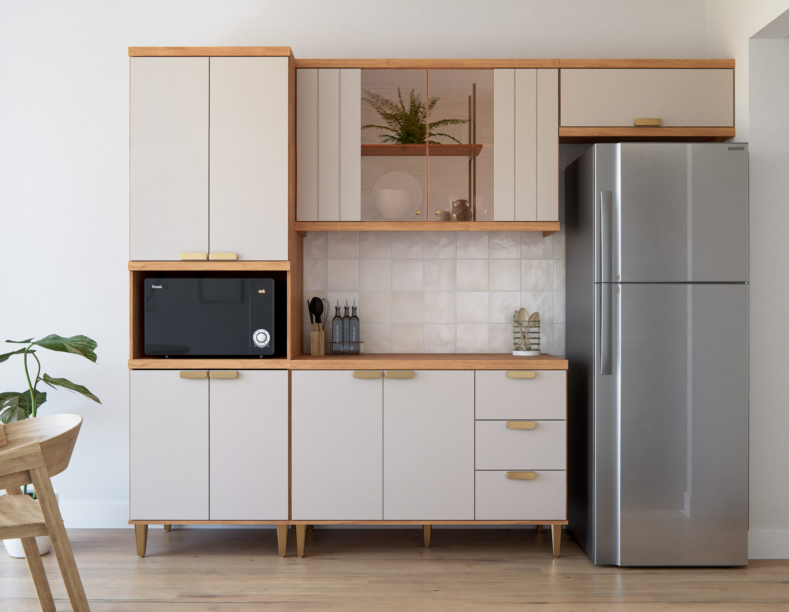 COZINHA ELENA TORRE 1 FORNO + BALCÃO 120 + AEREO 120 REFLECTA 2 PT + AEREO GEL CINAMOMO OFF